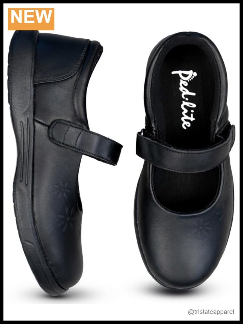 PedLite Edie Orthopedic Mary Jane Flats Wide Toe Box Leather